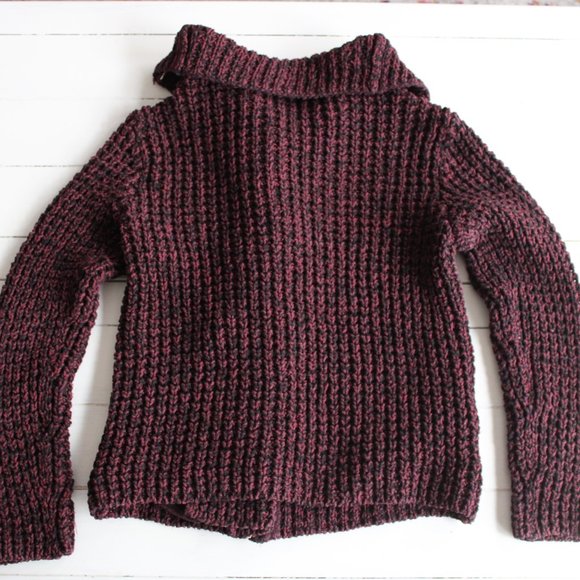 GAP Red Mahogany Knit Motorcycle Sweater, Size Small - Picture 7 of 8